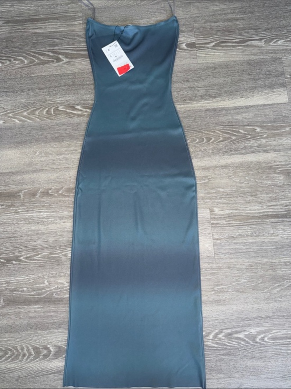 Zara Knit Bandeau Dress Fitted Bodycon Midi Blue Ombre S NWT